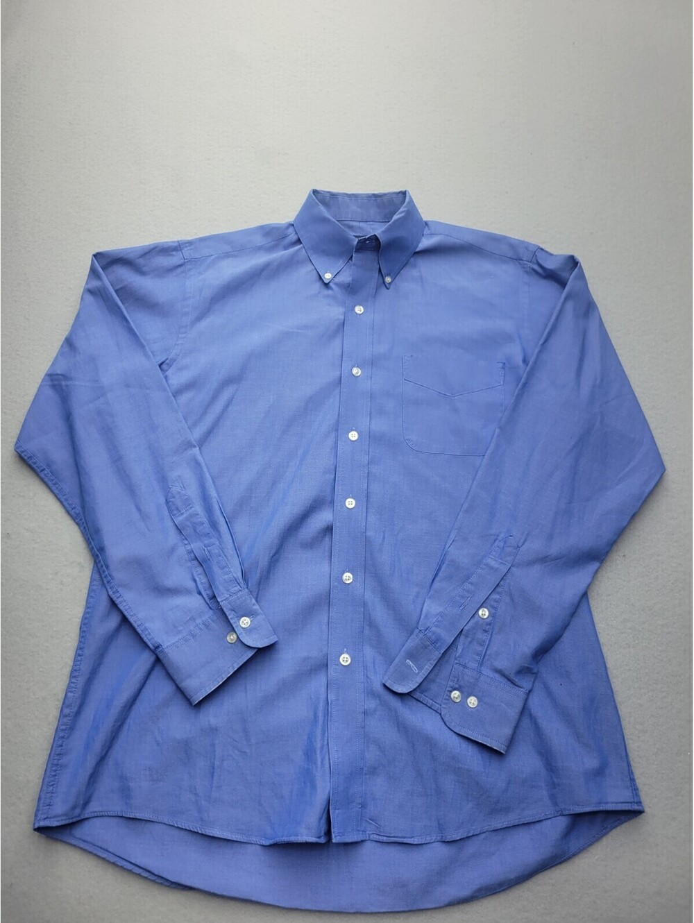Club Room Men's Button-Up Medium Blue Long Sleeve Solid Cotton Knit Work